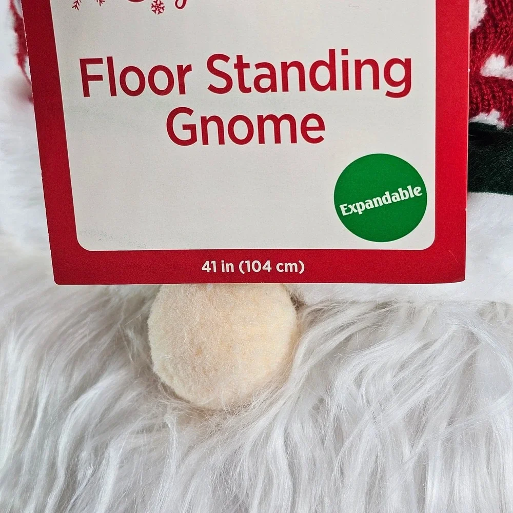 Holiday Time Floor Standing Gnome Expandable Christmas Decor Red Plaid 41